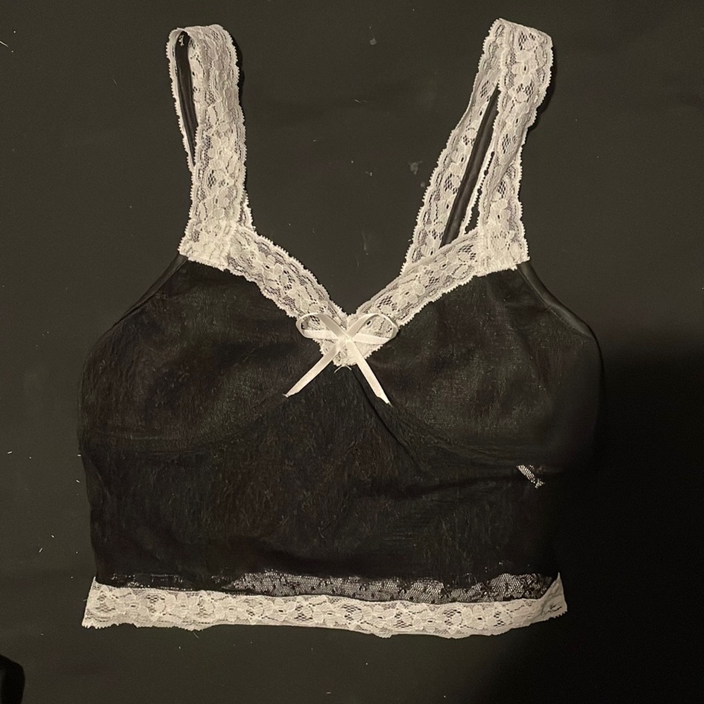 Black & white sexy lace top